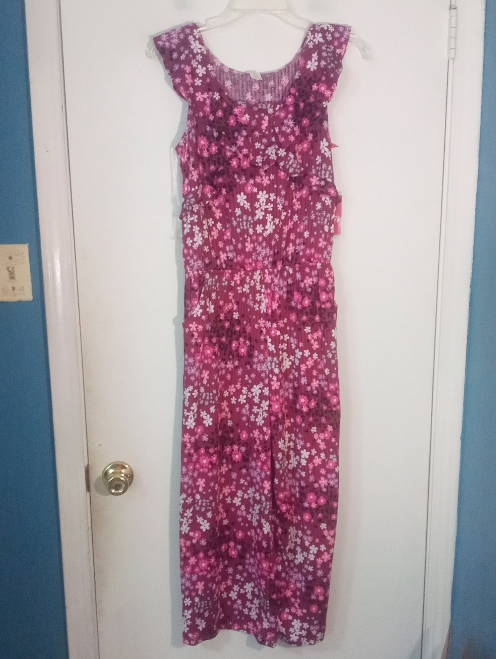 Justice Girls Pink Floral Sleeveless Jumpsuit NWT